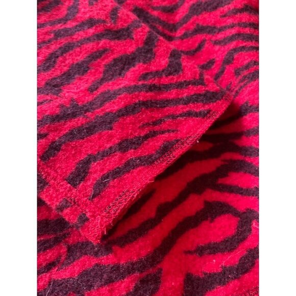 Vintage 1980's Nouveau Red Black Zebra Print Wool Open Front Cardigan Sweater Si - Picture 5 of 5